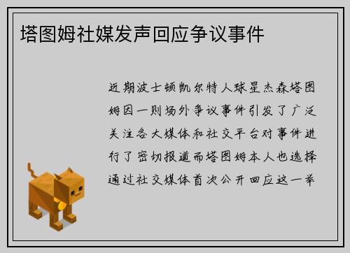 塔图姆社媒发声回应争议事件