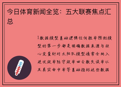 今日体育新闻全览：五大联赛焦点汇总